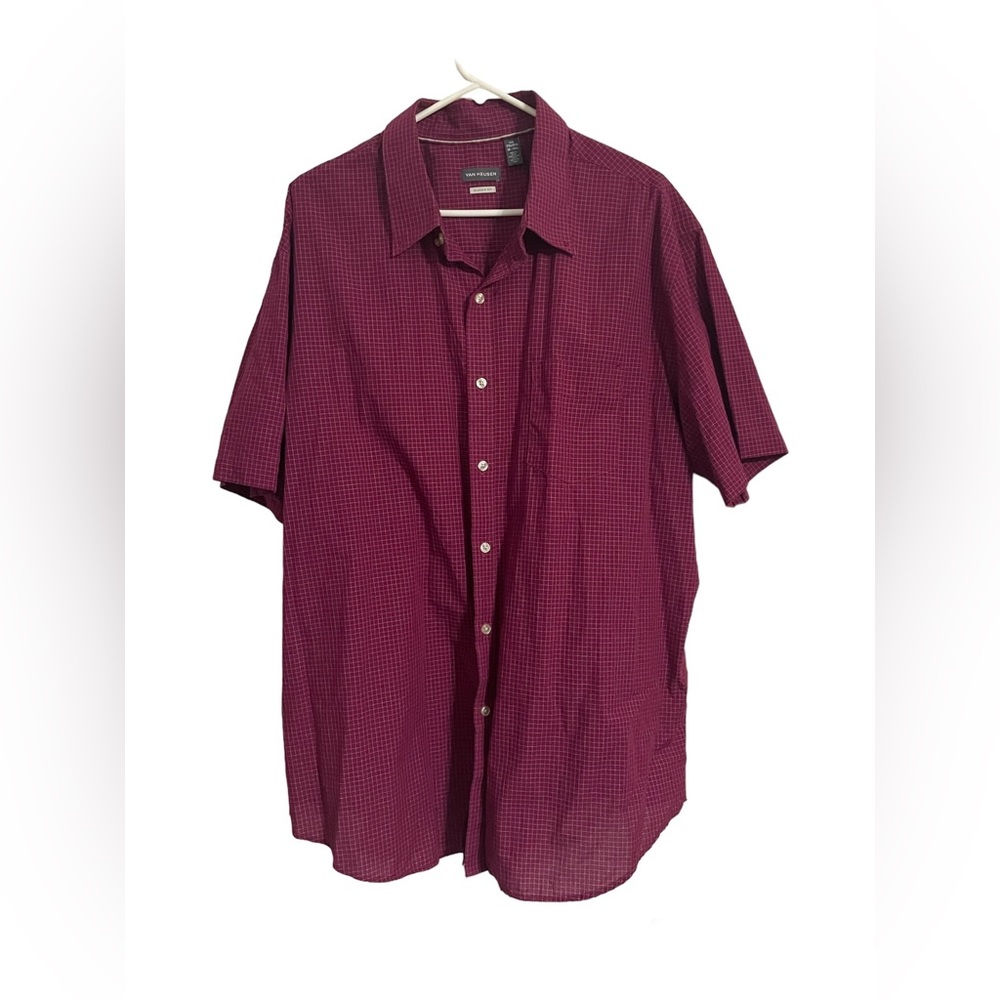 Van Heusen Men’s Size XXL Button Up Maroon Short Sleeve Shirt